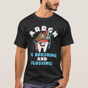 Camiseta Engraçado Dentista Pediátrico Pirata Pousando Flor