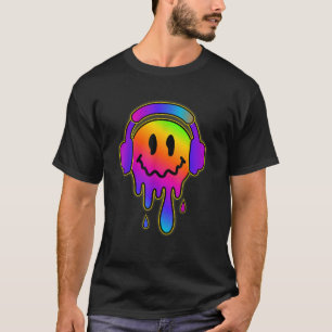 Camiseta Engraçado Derreter Fones de ouvido de Rosto Sorrid