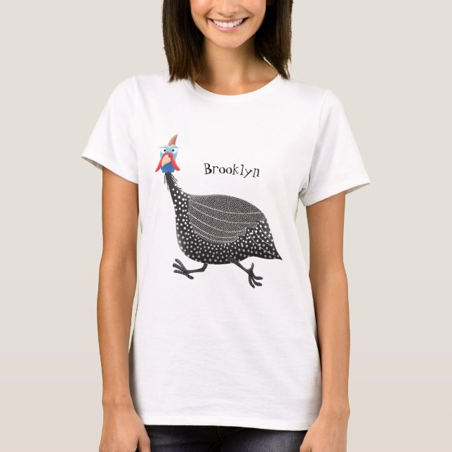 Camiseta Engraçado desenho animado de aves Guineafowl (Frente)
