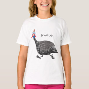 Camiseta Engraçado desenho animado de aves Guineafowl