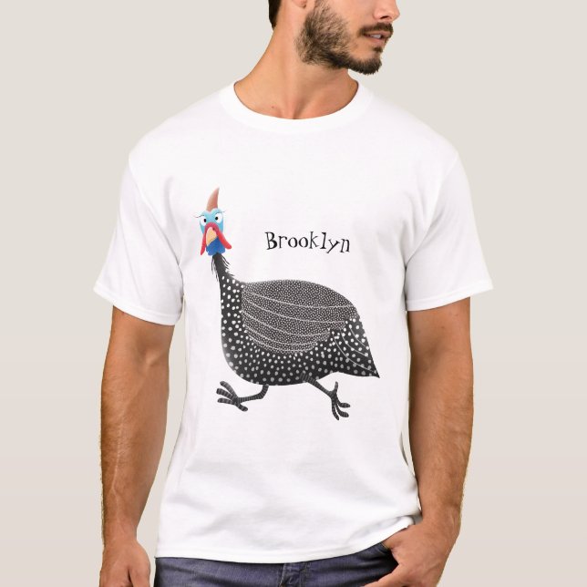 Camiseta Engraçado desenho animado de aves Guineafowl (Frente)