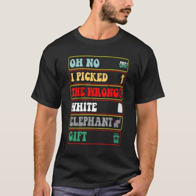 Camiseta Engraçado Desgin Oh Não Eu Peguei A Elepha Branca  (Frente)