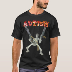 Camiseta Engraçado Design Autismo Esqueleto Memória Para Ho