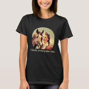 Camiseta Engraçado Design de Cavalo Odeio Todos A Correr Ca