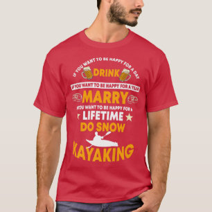 Camiseta Engraçado Design de Neve Kayak Dizendo Neve Kayaki