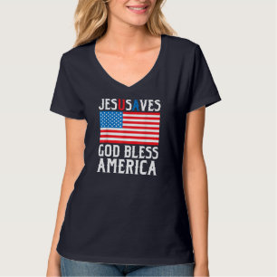 Camiseta Engraçado Design Jesus Cristo Salva os EUA Deus Bl