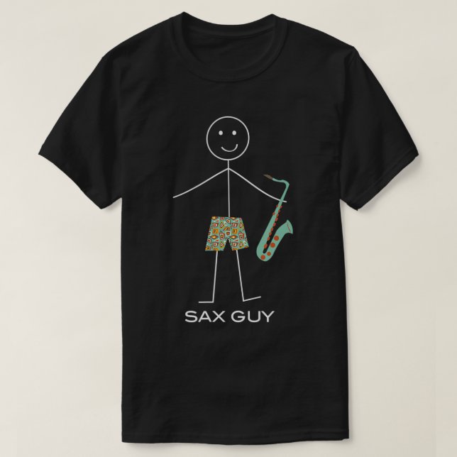 Camiseta Engraçado Design Saxofone, Boy Music Gifts T-Shi (Frente do Design)