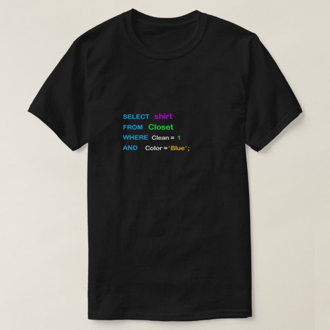 Camiseta Engraçado design SQL para programadores SQL4 (Frente do Design)