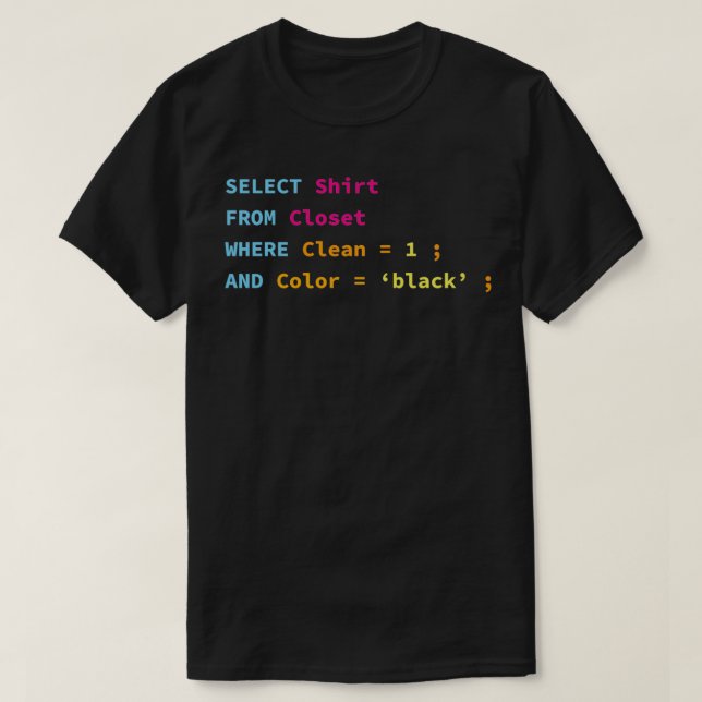 Camiseta Engraçado design SQL para programadores SQL DBA e  (Frente do Design)