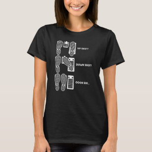 Camiseta Engraçado Deslocar-Se Para Baixo Oh Shi Car Pedal