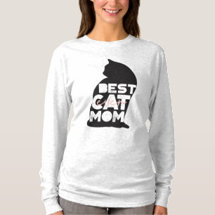 Camiseta Engraçado Dia das Mães Rosa Melhor Mãe de Gato de 