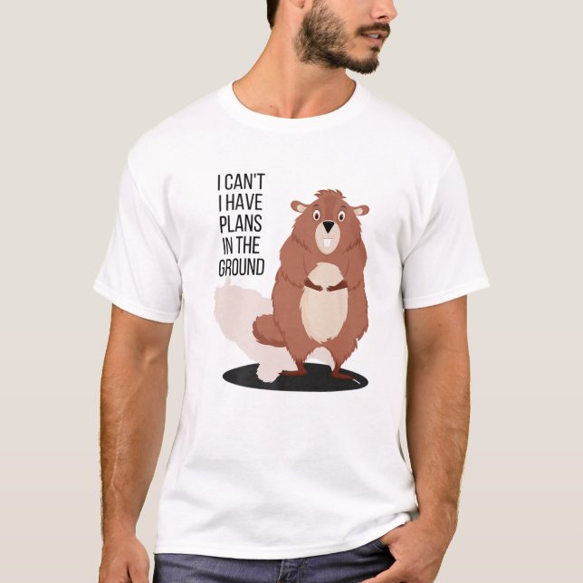 Camiseta Engraçado Dia De Marmota Eu Tenho Planos No Cão Do (Frente)