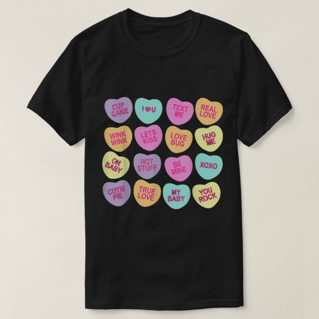Camiseta Engraçado Dia de os namorados Candy Love Galentine (Frente do Design)