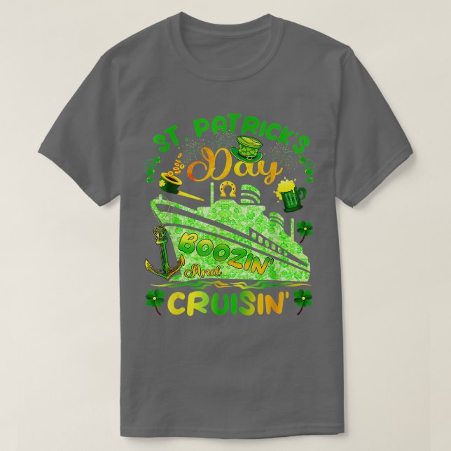 Camiseta Engraçado Dia de São Patrício 2023 Cruise Boozing (Frente do Design)