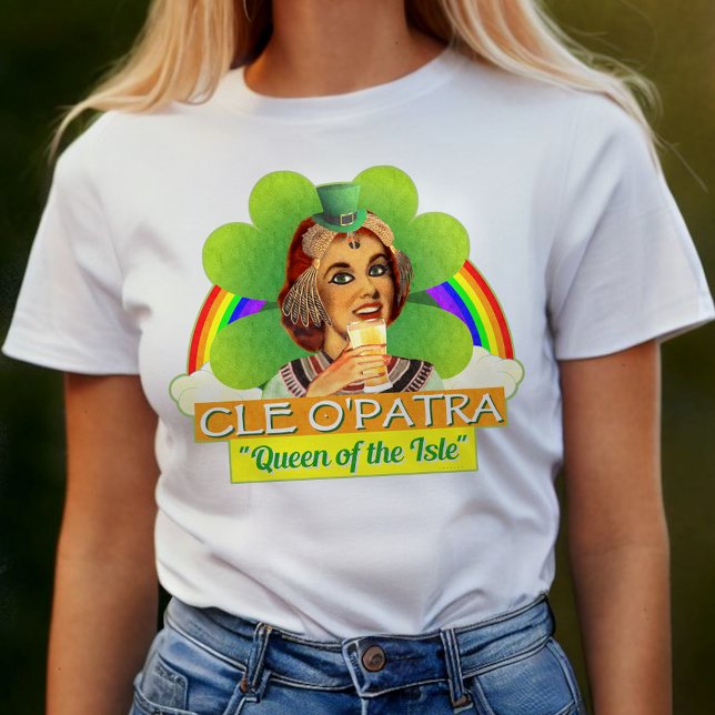 Camiseta Engraçado Dia de São Patrício Cleópatra Pun Irland (Criador carregado)