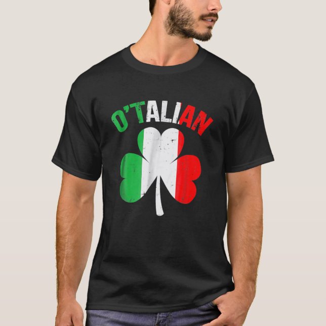 Camiseta Engraçado Dia de São Patrício Irlandês Italiano Ot (Frente)