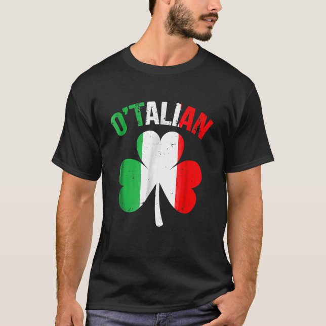Camiseta Engraçado Dia de São Patrício Irlandês Italiano Ot (Frente)