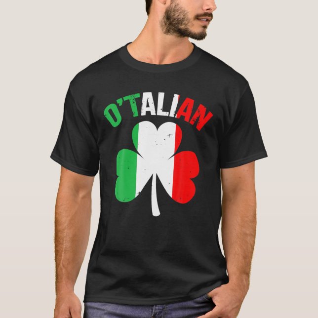 Camiseta Engraçado Dia de São Patrício Irlandês Italiano Ot (Frente)