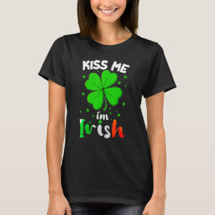Camiseta Engraçado Dia de São Patrício me beija Eu sou irla