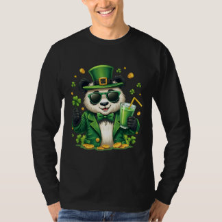 Camiseta Engraçado Dia de São Patrício Shamrock Panda Lover