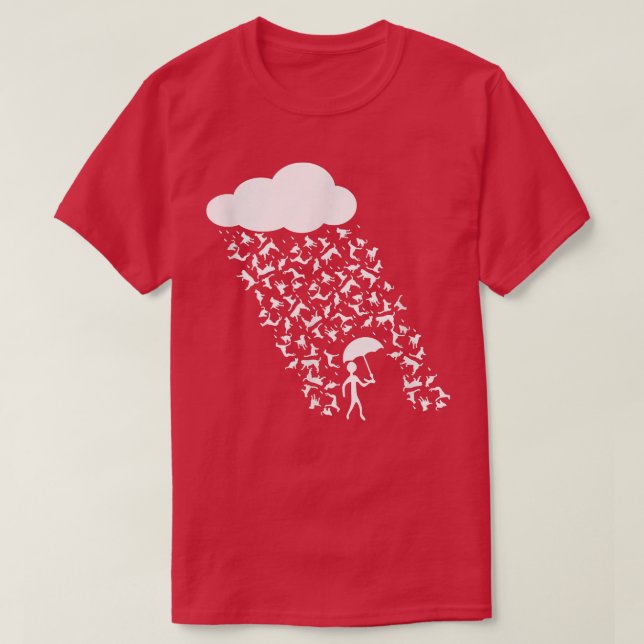 Camiseta Engraçado Dia Mal Chuvado Chuva Gatos e Cachorros  (Frente do Design)