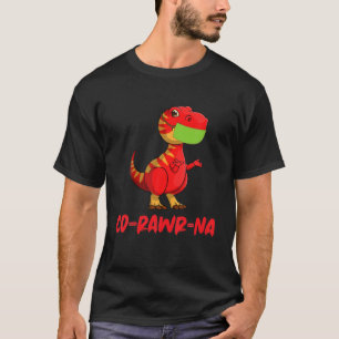 Camiseta Engraçado Dino "Co-Rawr-Na" Rex Dinossaur Com Ros