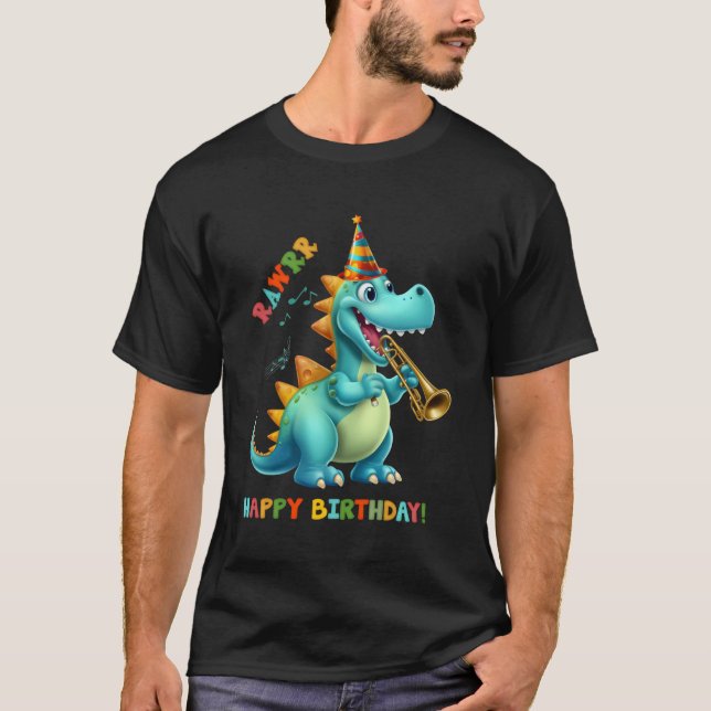 Camiseta Engraçado Dinossaur Dino Trex Aniversário Mulheres (Frente)