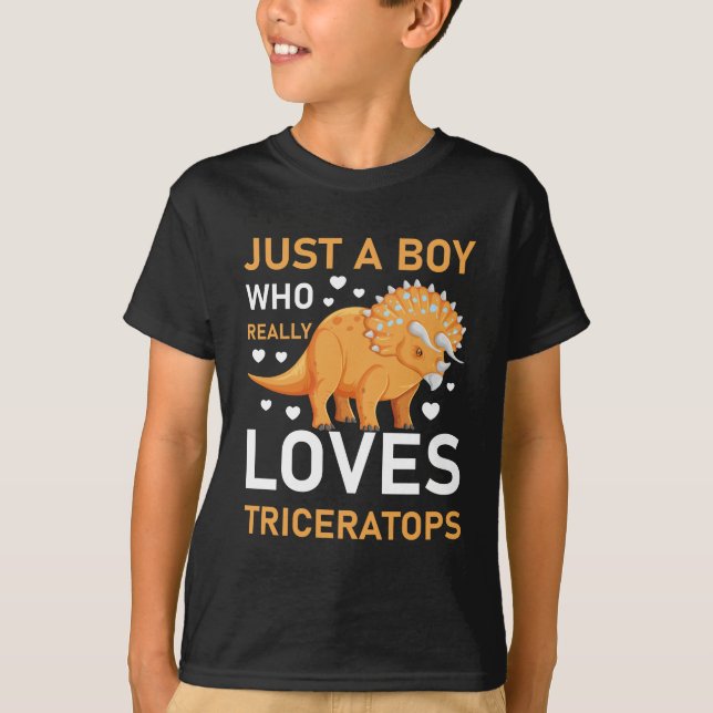 Camiseta Engraçado Dinossaur Triceratops roupa para rapazes (Frente)