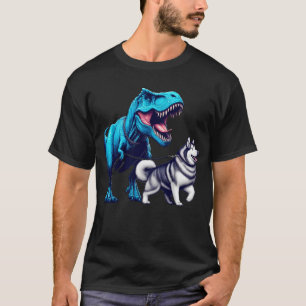 Camiseta Engraçado Dinossauro Alaskan Malamute Caminhando C