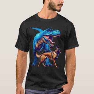 Camiseta Engraçado Dinossauro Belga Malinois Caminhando Cac