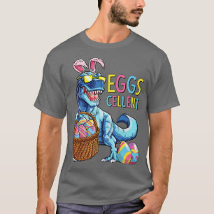 Camiseta Engraçado Dinossauro Coelhinho Segurando Páscoas M