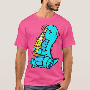 Camiseta Engraçado Dinossauro Comendo Pizza Rápida Comida T