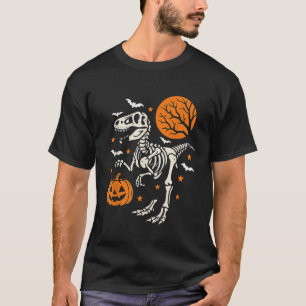 Camiseta Engraçado Dinossauro Esqueleto De Abóbora Hallowee