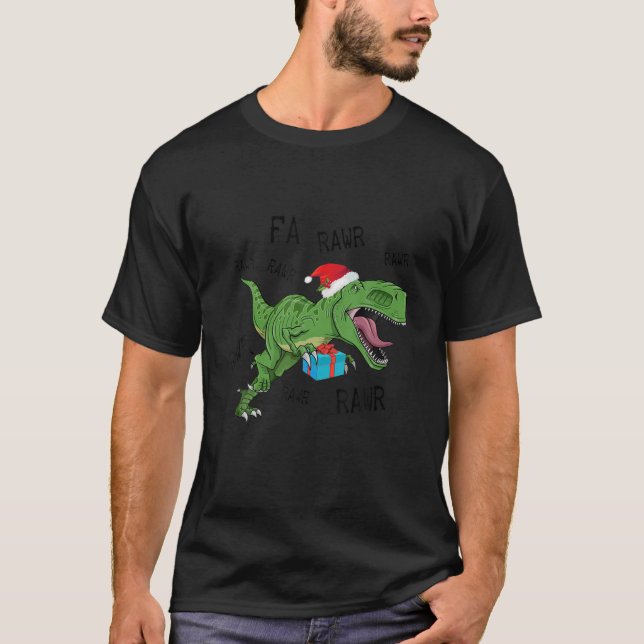 Camiseta Engraçado Dinossauro Fa Ra Rawr Rex Boas de Natal  (Frente)