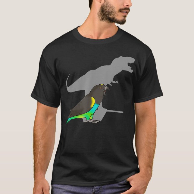 Camiseta Engraçado Dinossauro Papagaio T-rex Meyers Parrot  (Frente)