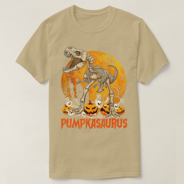 Camiseta Engraçado Dinossauro T rex Mamãe Pumpkin Halloween (Frente do Design)