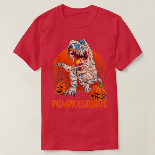 Camiseta Engraçado Dinossauro T rex Mamãe Pumpkin Halloween (Frente do Design)