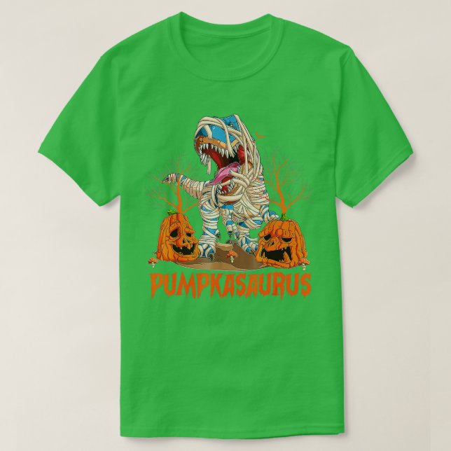 Camiseta Engraçado Dinossauro T rex Mamãe Pumpkin Halloween (Frente do Design)