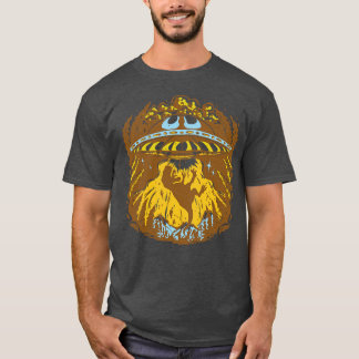 Camiseta Engraçado Dinossauro Tee Retro Abdução Vintage