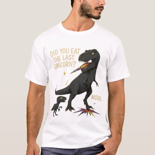 Camiseta Engraçado Dinossauro Unicórnio (Frente)