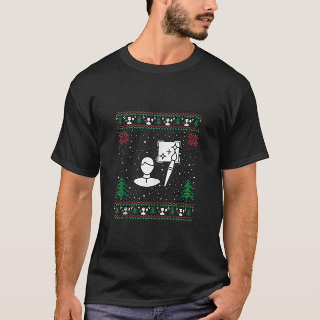 Camiseta Engraçado Diretor de Arte Santa Hat Ugly Christmas (Frente)