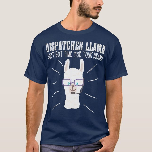 Camiseta Engraçado Dispatcher de Emergência Llama (Frente)
