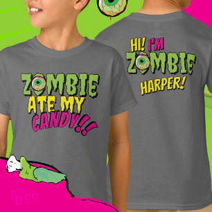 Camiseta Engraçado divertido "Zombie Ate My Candy" Hallowee