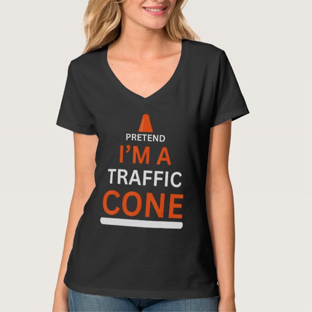 Camiseta Engraçado dizer fingir que sou um traje de cone de (Frente)