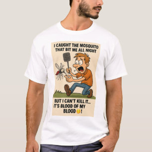 Camiseta Engraçado do Inseto de Cartoon Mosquito Engraçado 