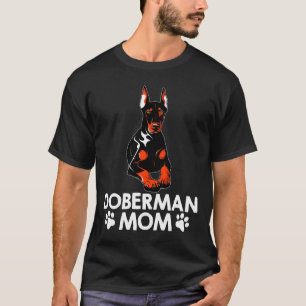Camiseta Engraçado Doberman Mãe Arte Para Mulheres Cachorro