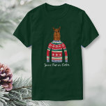 Camiseta Engraçado doce doce doce de natal Cute Llama Lover<br><div class="desc">Camisa de férias de inverno engraçada com um Llama vestindo um doce nórdico de Natal "Feio". Na verdade, achamos que ele é preferencialmente quadril! Personalize com seu próprio texto personalizado ou simplesmente exclua. Faz uma camisa perfeita para uma festa de doce de Natal Feia ou camisa de Natal para qualquer...</div>