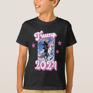 Camiseta Engraçado Donald Trump Andando De Um Unicórnio. Tr