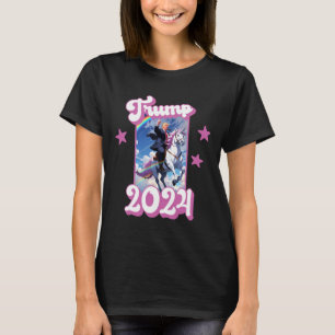 Camiseta Engraçado Donald Trump Andando De Um Unicórnio. Tr