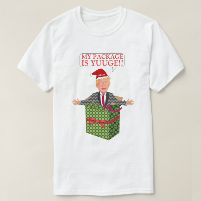 Camiseta Engraçado Donald Trump Ufly Pacote de Natal Humor (Frente do Design)
